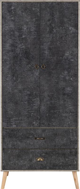 Nordic 2 Door 2 Drawer Wardrobe Greycharcoal Concrete Effect 2022 100 101 162 02 Scaled