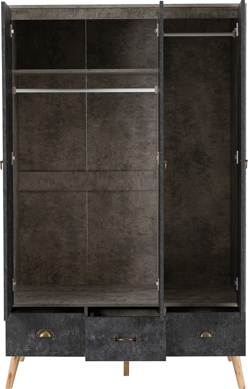Nordic 3 Door 3 Drawer Wardrobe Greycharcoal Concrete Effect 2022 100 101 163 03 Scaled