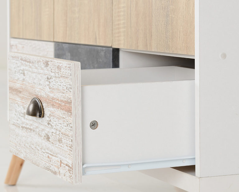 Nordic 3 Door 3 Drawer Wardrobe Whitedistressed Effect 2019 07 100 101 094