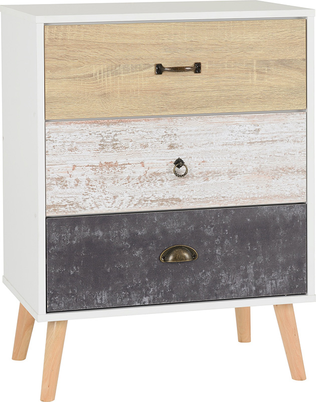 Nordic 3 Drawer Chest Whitedistressed Effect 2019 01 100 102 097