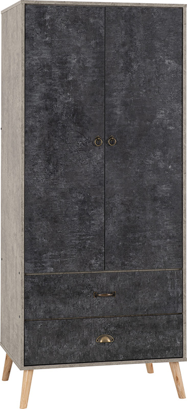Nordic 2 Door 2 Drawer Wardrobe Greycharcoal Concrete Effect 2022 100 101 162 01 Scaled